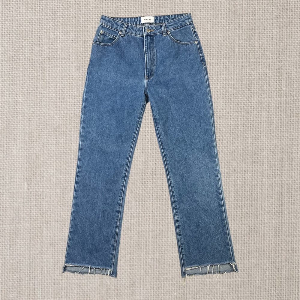 Rolla’s Cropped Straight Step Fray Denim Jeans Womens 28